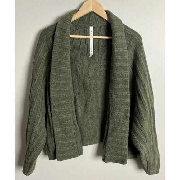 Lululemon Cardigan M/L Twin Rib Sweater Wrap Olive Green LW3FHLS Women’s - Picture 1 of 5